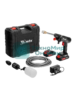Мойка высокого давления аккумуляторная А-21-02, 40 бар, 4 л/мин, Li-ion 21 В, 2 акк. MTX