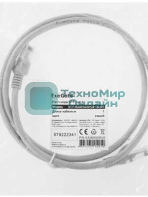 Патч-корд ExeGate UTP-RJ45-RJ45-C6-1M-BL, UTP, cat.6, 1м, синий