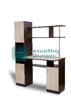 Стол-компьютерный БИТЕЛ СК-7 венге/ясень, компьютерный стол с надстройкой. Материалы: ЛДСП. Размеры: ШхГхВ (680х530х1555) мм