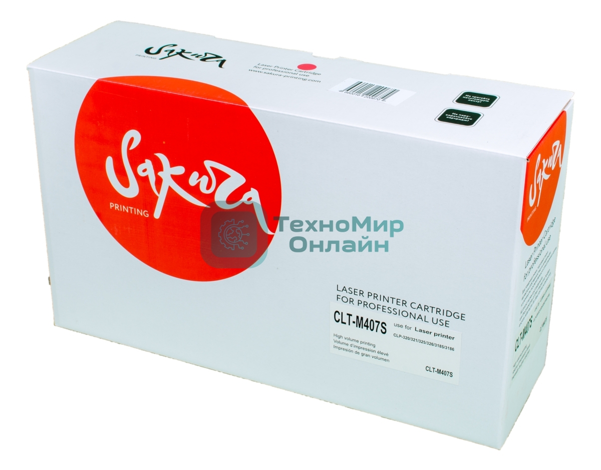 Картридж лазерный Sakura CLTM407S для Samsung CLP-320/325, CLX-3185, пурпурный, 1000 к.