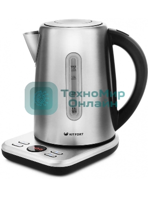 Чайник электрический Kitfort КТ-661 1.7л. 2200Вт черный/серебристый (корпус: металл)