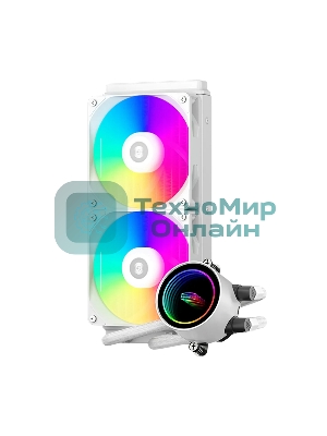 Система охлаждения PCCooler DA240 ARGB WH (270W, 240мм, белый, ARGB/ Fans: 2x120мм, 73.6CFM, -dBA, 1800RPM/ Pump height 55мм, -dBA, 3000RPM, Rad thickness 27мм/ S: 1851, 1700, 1200, 20XX, 115X, AM5, AM4)