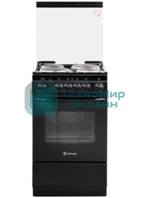 Плита электрическая De Luxe 5004.10э (кр)-001 черный, конфорок 4 шт, духовка 43 л, 50 см x 85 см x 50 см