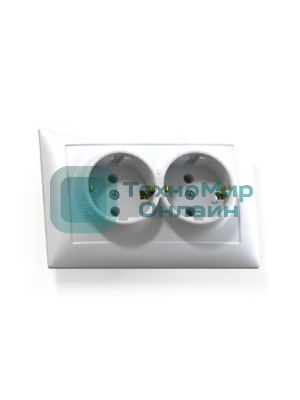 Розетка Кунцево-Электро 2-м СП Селена РС16-372 с заземл. белый