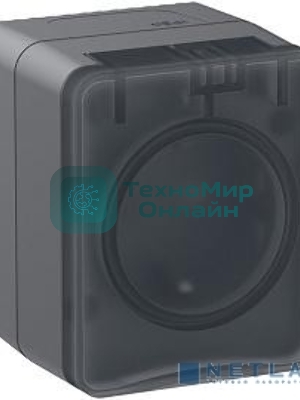 Розетка 1-м ОП AtlasDesign Profi54 16А IP54 250В с заземл. защ. шторки антрацит SchE ATN544045