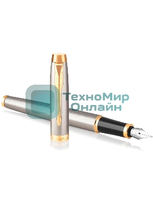 Ручка перьевая Parker IM Core F321 (CW1931649) Brushed Metal GT F сталь нержавеющая, подарочная коробка