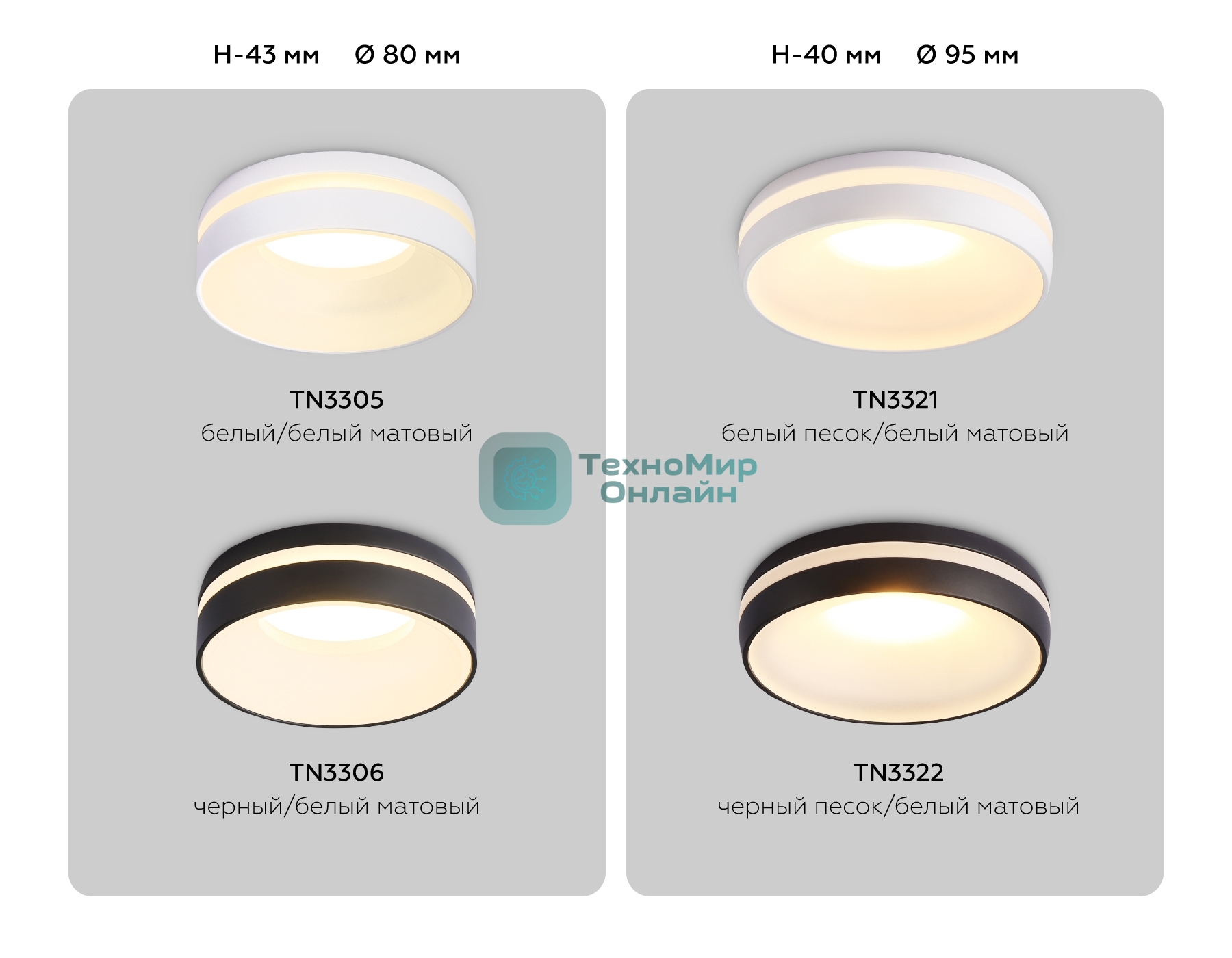 Светильник Ambrella light TN3306 BK/FR черный/белый матовый MR16 GU5.3 D80*43