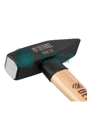 Молоток слесарный Denzel 800 г, кованый квадратный боек, буковая рукоятка