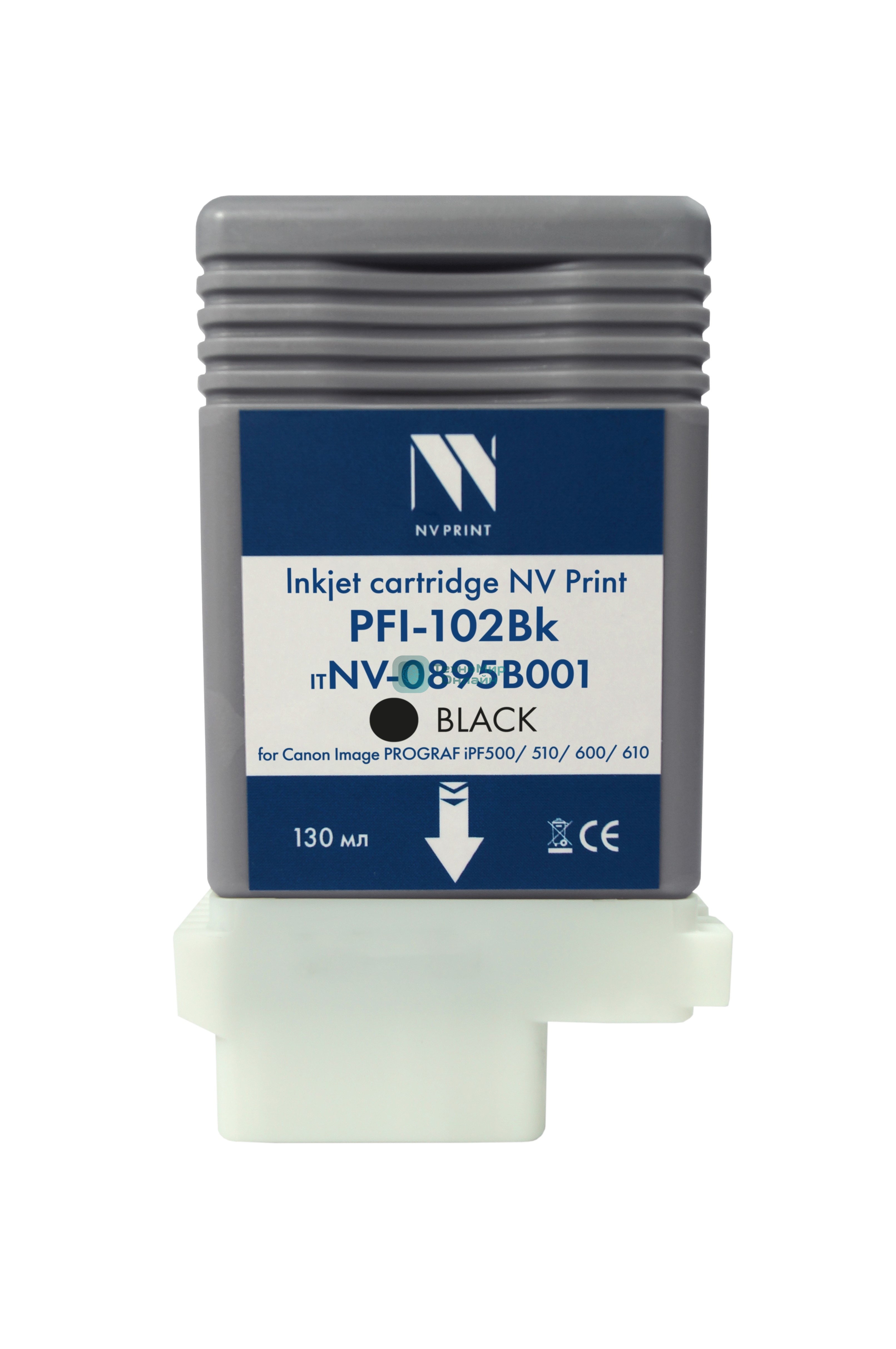 Картридж струйный NVPrint PFI-102Bk (NV-0895B001) Black для Canon ImagePROGRAF iPF500/510/600/610 (130 мл) совместимый