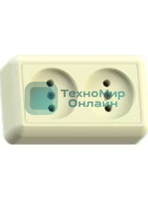 Розетка Кунцево-Электро 2-м ОП Оптима 10А IP20 РА10-373 (в компл. с монтажной пластиной) без заземл. сл. кость
