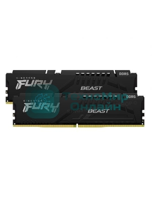 Оперативная память Kingston Fury Beast, DDR5, 16GB (2x8GB), 5200MHz, CL40, DIMM, радиатор, черный