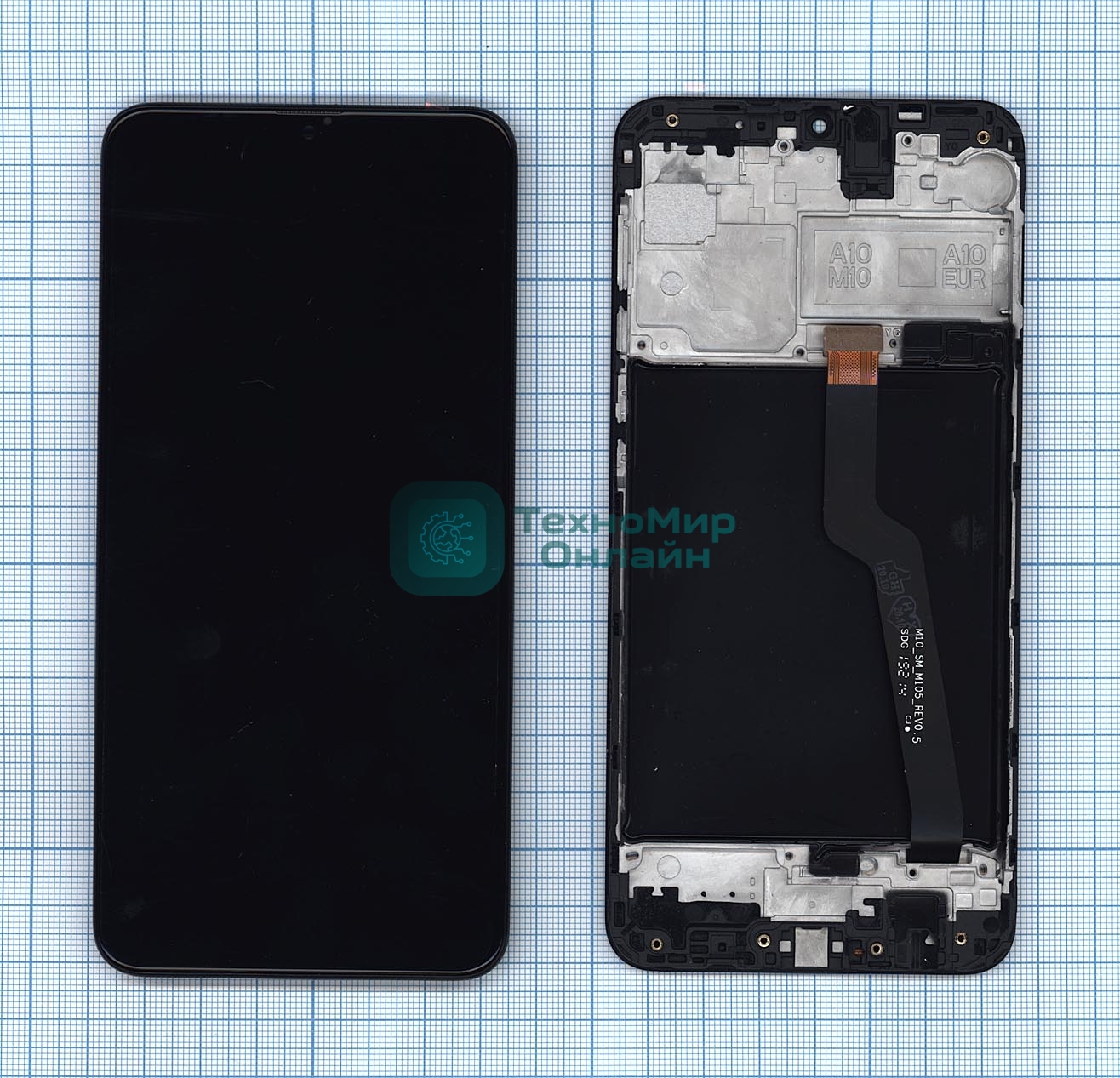 Дисплей для Samsung Galaxy A10 SM-A105F в сборе с тачскрином и рамкой (TFT) черный