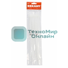 Хомут-стяжкa нeйлонoвая Rexant 300x4,8 мм, белая, упаковка 25 шт.