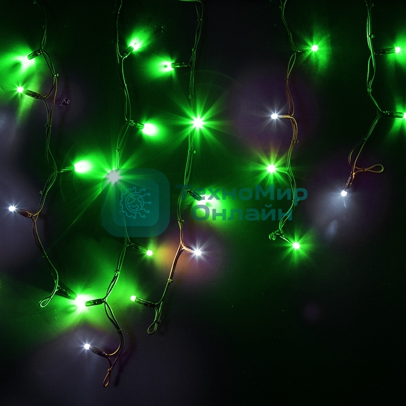 Гирлянда Айсикл (бахрома) светодиодный, 4,0 х 0,6 м, с эффектом мерцания, черный провод 