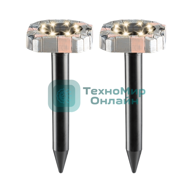 Набор отпугивателей кротов с садовым фонариком (R20*2 камень) Rexant