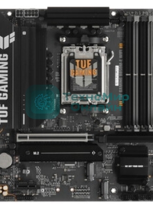 Материнская плата ASUS TUF GAMING B850M-E WIFI, AM5, AMD B850, 4xDDR5, 4xSATA, 3xM.2, 1xPCIe 5.0 x16, 1xPCIe 4.0 x16, 1xPCIe 3.0 x1, 1xHDMI (v2.1), 2xDP (v1.4), 1x2.5Gb LAN, Wi-Fi 6E, Bluetooth 5.3, 1xUSB-C 10Gbps, 2xUSB-A 10Gbps, 2xUSB-A 5Gbps, 4xUSB-A 2.0, 1xPS/2, 3x3.5 мм, 7.1, mATX