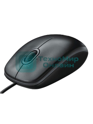 Мышь проводная Logitech B100 черный, 1000 dpi, USB, кнопки - 3