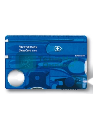 Швейцарская карта Victorinox SwissCard Lite (0.7322.T2) синий полупрозрачный коробка подарочная
