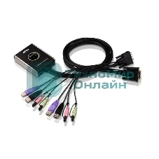 Переключатель KVM ATEN (CS682-AT) KVM+Audio, 1 user USB+DVI-D => 2 cpu USB+DVI-D, со встр.шнурами USB+Audio 2x1.2м., 1920x1200, настол., исп.стандарт.