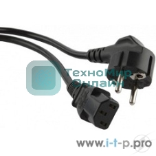 Кабель питания компьютера Hyperline PWC-IEC13-SHM-10-BK (Shucko+C13) (3x1.00), 10A, угловая вилка, 10 м 