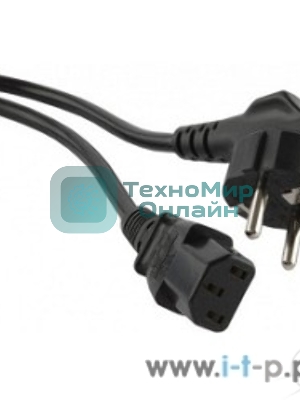 Кабель питания компьютера Hyperline PWC-IEC13-SHM-10-BK (Shucko+C13) (3x1.00), 10A, угловая вилка, 10 м 