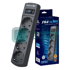 Сетевой фильтр Pilot m-MAX 5 м, 4 розетки, серый, коробка