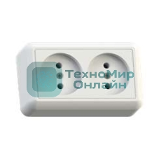 Розетка Кунцево-Электро 2-м ОП Оптима 10А IP20 РА10-373 (в компл. с монтажной пластиной) без заземл. белый