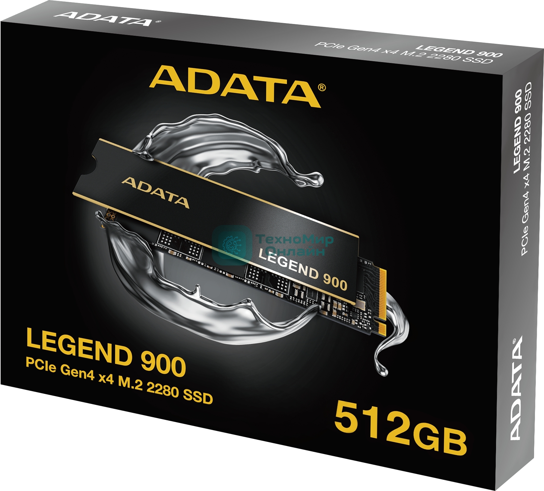 Накопитель SSD ADATA LEGEND 900, 512Gb, PCIe 4.0 x4, M.2 2280, NVMe, R/W 6200/2300, с радиатором