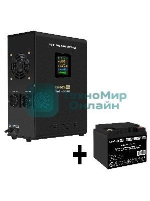 Комплект Источник бесперебойного питания EX295997RUS + батарея 40Aч EX282976RUS 1шт (инвертор, синус, для котла, настенный) ExeGate FineSine SX-1000.LCD.AVR.2SH <1000VA/600W, чистая синусоида, цветной LCD-дисплей, AVR, 2*Schuko, линейно-интерактивный, крепление настенное/универсальное, черный> + батарея ExeGate DT 1240 (12В, 40Ач) 1шт