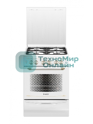Плита газовая Gefest ПГ 6100-02 0181 белый, конфорок 4 шт, духовка 52 л, 60 см x 85 см x 60 см