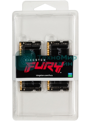Оперативная память Kingston Fury Impact, DDR4, 64Gb (2x32Gb), 3200MHz, CL20, SO-DIMM