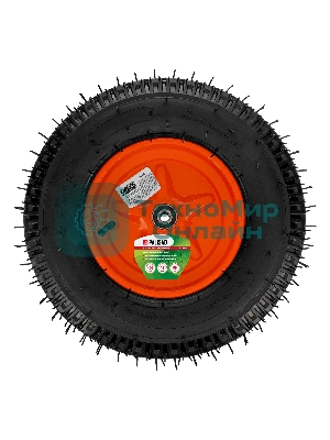 Колесо пневм. Palisad усилен. шина 8PR, 4.00-8 D400мм, подш. внут. диам. 12мм, длина оси 90 мм