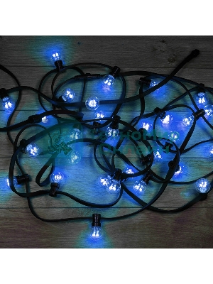 Гирлянда Neon-night LED Galaxy Bulb String 10м, черный каучук, 30 лампx6 LED синий, влагостойкая IP65