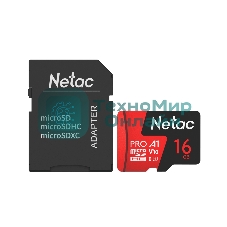 Флеш карта NeTac MicroSD card P500 Extreme Pro 16Gb, retail version w/SD adapter