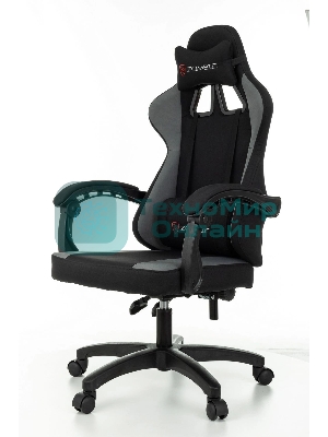 Кресло Zombie Rudger черный/серый, экокожа, 120 кг, механизм качания