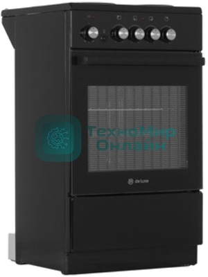 Плита электрическая De Luxe 5004.18э-011 черный, конфорок 4 шт, духовка 43 л, 50 см x 85 см x 50 см