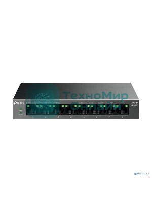 Коммутатор настольный TP-Link LS108GP с 8 гигабитными портами PoE+, 802.3af/at, бюджет PoE — 62 Вт, до 250 метров