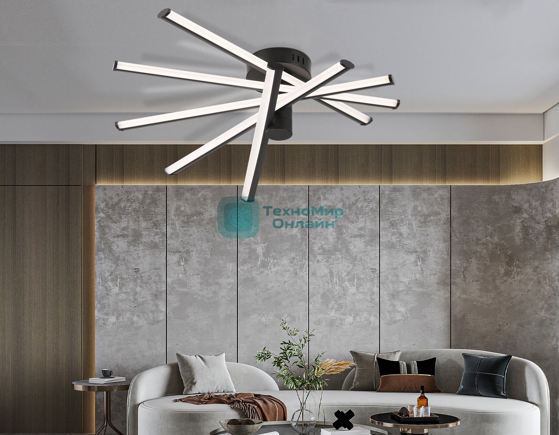Потолочный светодиодный светильник Ambrella light FL6222 BK черный 70W 3000K-6400K 605*605*170 (ПДУ ИК)