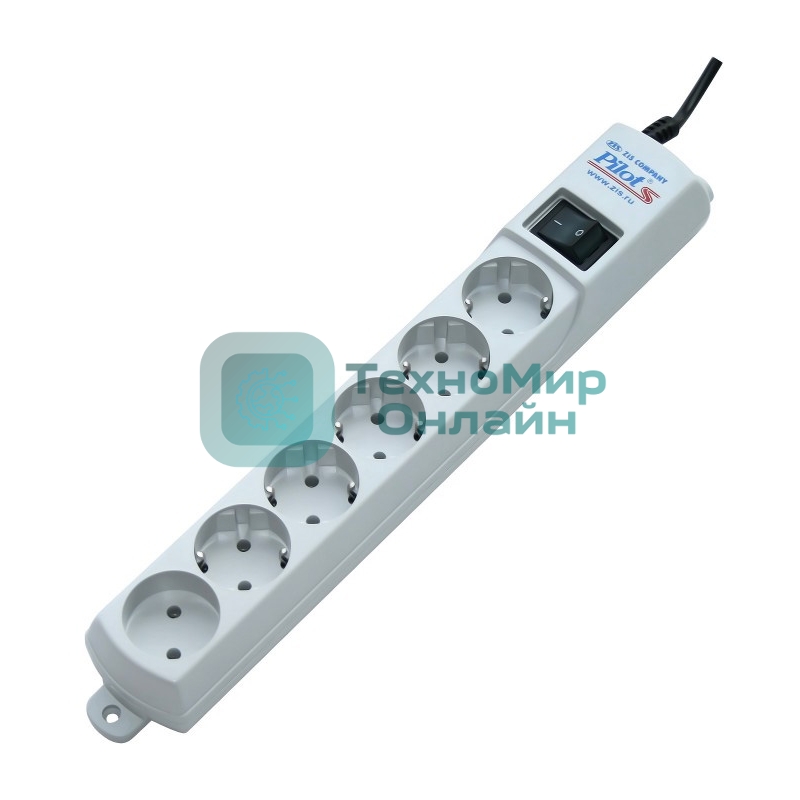 Сетевой фильтр ZIS Pilot S 5 розеток с заземляющим контактом+1 без заземления, шнур 1.8м