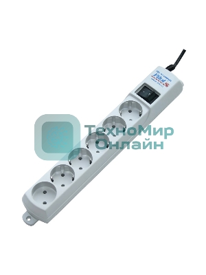 Сетевой фильтр ZIS Pilot S 5 розеток с заземляющим контактом+1 без заземления, шнур 1.8м