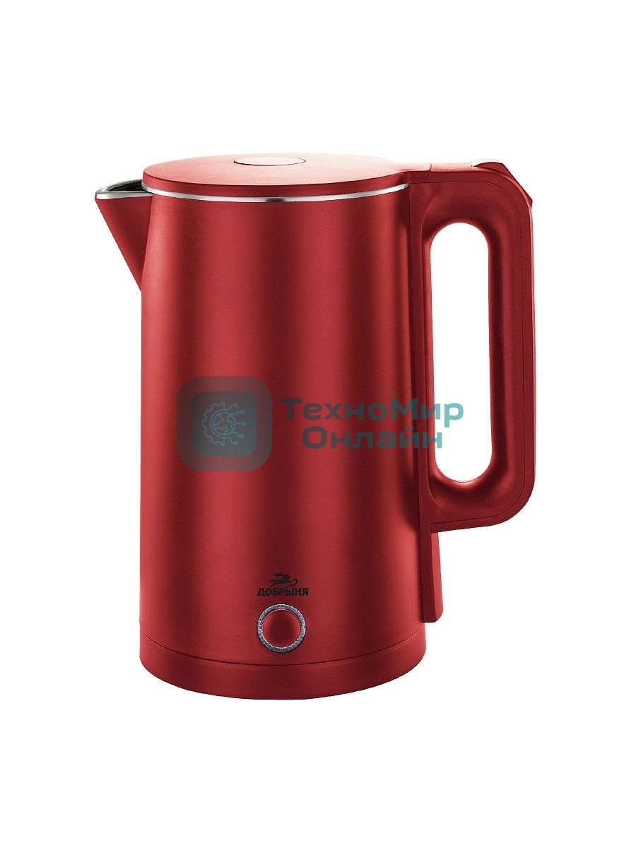 Чайник электрический Добрыня DO-1245R 1.8 л, 2000 Вт, двойная стенка пл/нжс красный