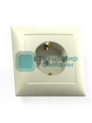 Розетка Кунцево-Электро 1-м СП Селена РС16-400 защ. шторки с заземл. сл. кость