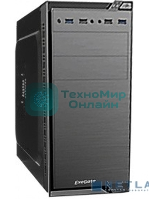 Компьютерный корпус Minitower ExeGate EX272745RUS QA-412U Black, mATX, (XP400, Black, 120мм), 2хUSB+2хUSB 3.0, Audio
