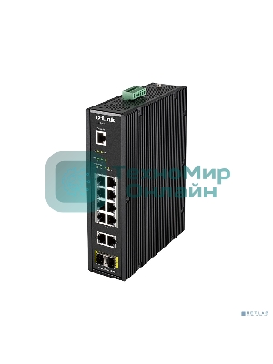 Коммутатор промышленный управляемый D-Link DIS-200G-12PS/A2A 2 уровня с 10 портами 10/100/1000Base-T и 2 портами 1000Base-X SFP (8 портов с поддержкой PoE 802.3af/802.3at (30 Вт), PoE-бюджет до 240Вт)