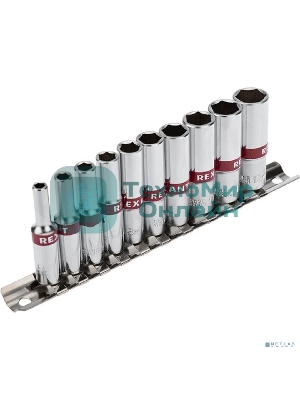 Набор удлиненных торцевых головок Rexant 1/4, шестигранные, CrV, 10 шт., 4-13 мм