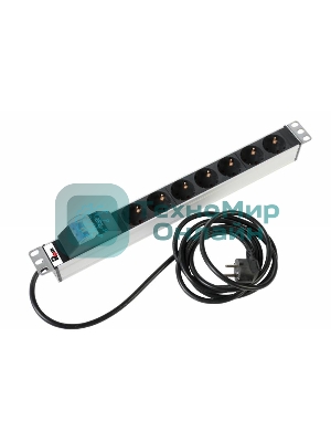 Блок розеток Rem-16 с авт. 16А, 7 Shuko, алюм., 19