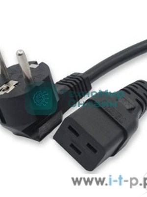 Кабель питания Hyperline PWC-IEC19-SHM-1.8-BK (Shucko+C19) (3x1.5), 1.8м