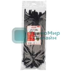 Хомут-стяжкa нейлоновая с тройным замком Rexant 300x7,6 мм, черная, упаковка 100 шт.