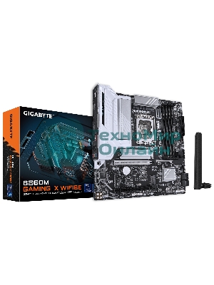 Материнская плата Gigabyte B860M GAMING X WIFI6E, LGA 1851, Intel B860, 4xDDR5, 4xSATA, 3xM.2, 1xPCIe 5.0 x16, 2xPCIe 4.0 x16, 1xHDMI, 1xDP, 1x 2.5Gb LAN, 4xUSB-A 2.0, 2xUSB-A 3.2 Gen 1, 1xUSB-C 3.2 Gen 2, 7.1, 3x3.5 мм, 3xARGb, 4xRGb, mATX
