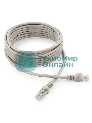 Патч-корд UTP Cablexpert cat.5e, 5м, литой, многожильный серый